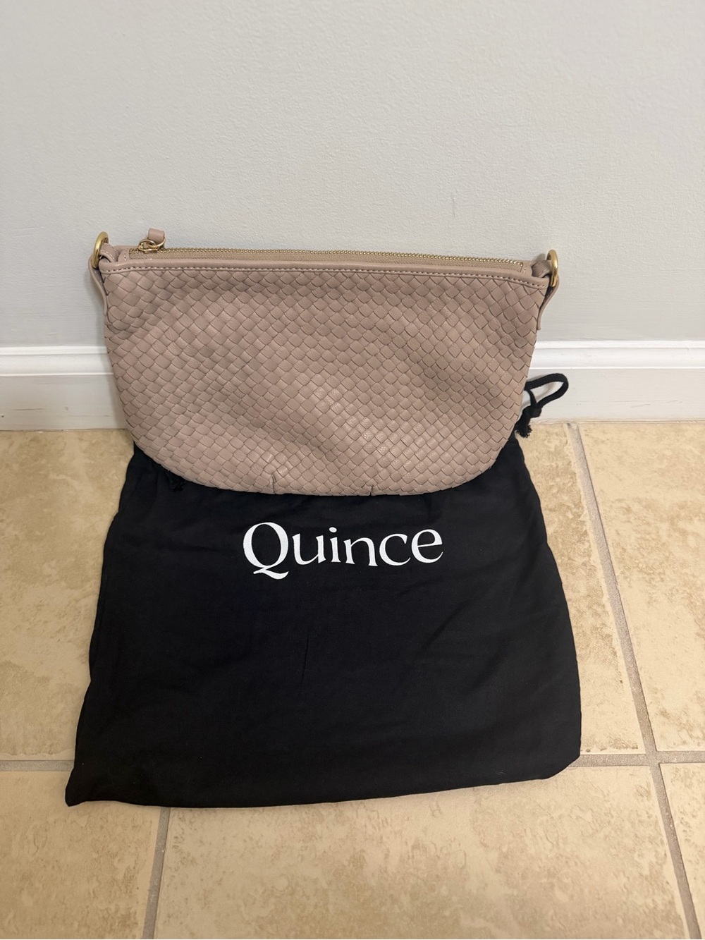NWT Quince Sloane Handwoven Mini Shoulder Bag in Bone